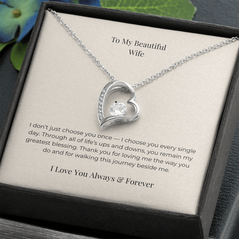 To My Beautiful Wife Forever Love Necklace – Sentimental Jewelry Gift for Anniversary, Birthday & Valentine's Day