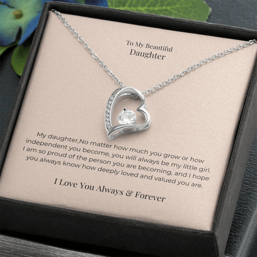 To My Daughter Forever Love Necklace – Meaningful Gift from Mom or Dad for Birthday, Graduation & Christmas