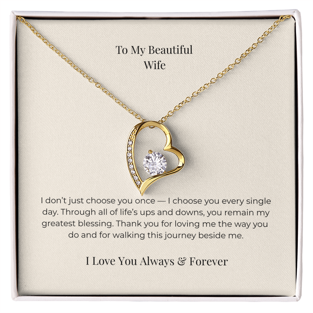 To My Beautiful Wife Forever Love Necklace – Sentimental Jewelry Gift for Anniversary, Birthday & Valentine's Day