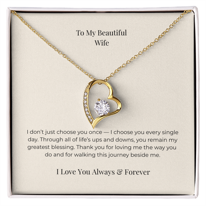 To My Beautiful Wife Forever Love Necklace – Sentimental Jewelry Gift for Anniversary, Birthday & Valentine's Day