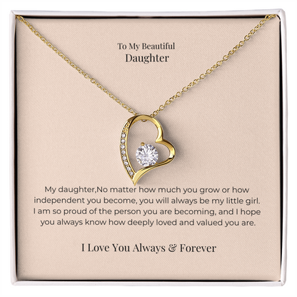 To My Daughter Forever Love Necklace – Meaningful Gift from Mom or Dad for Birthday, Graduation & Christmas