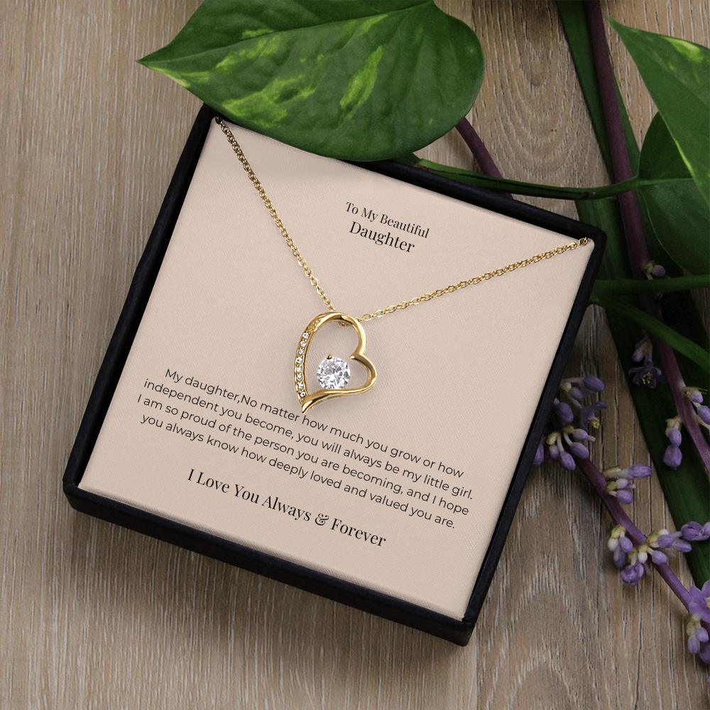 To My Daughter Forever Love Necklace – Meaningful Gift from Mom or Dad for Birthday, Graduation & Christmas