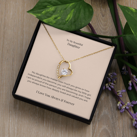 To My Daughter Forever Love Necklace – Meaningful Gift from Mom or Dad for Birthday, Graduation & Christmas