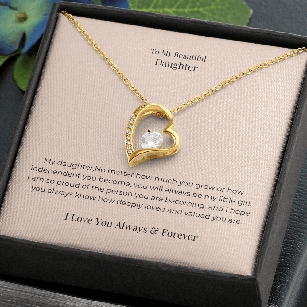 To My Daughter Forever Love Necklace – Meaningful Gift from Mom or Dad for Birthday, Graduation & Christmas