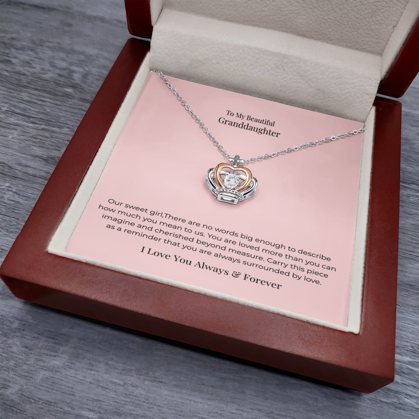 To My Granddaughter Crown Pendant Necklace – Granddaughter Gift for Birthday, Graduation, Christmas & Special Occasions