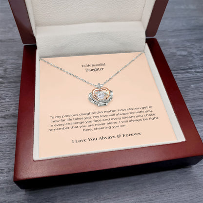 To My Daughter Crown Pendant Necklace – Meaningful Princess Jewelry Gift for Birthday, Graduation & Special Occasions