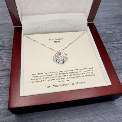 To My Mom Crown Pendant Necklace – A Symbol of Love, Strength & Appreciation Gift for Birthday, Mother's Day & Christmas
