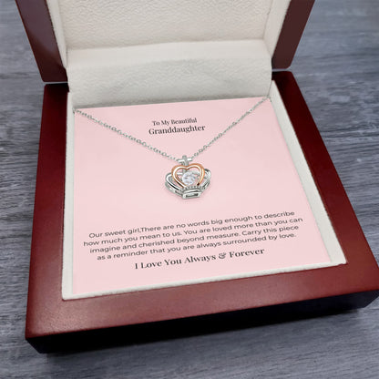 To My Granddaughter Crown Pendant Necklace – Granddaughter Gift for Birthday, Graduation, Christmas & Special Occasions