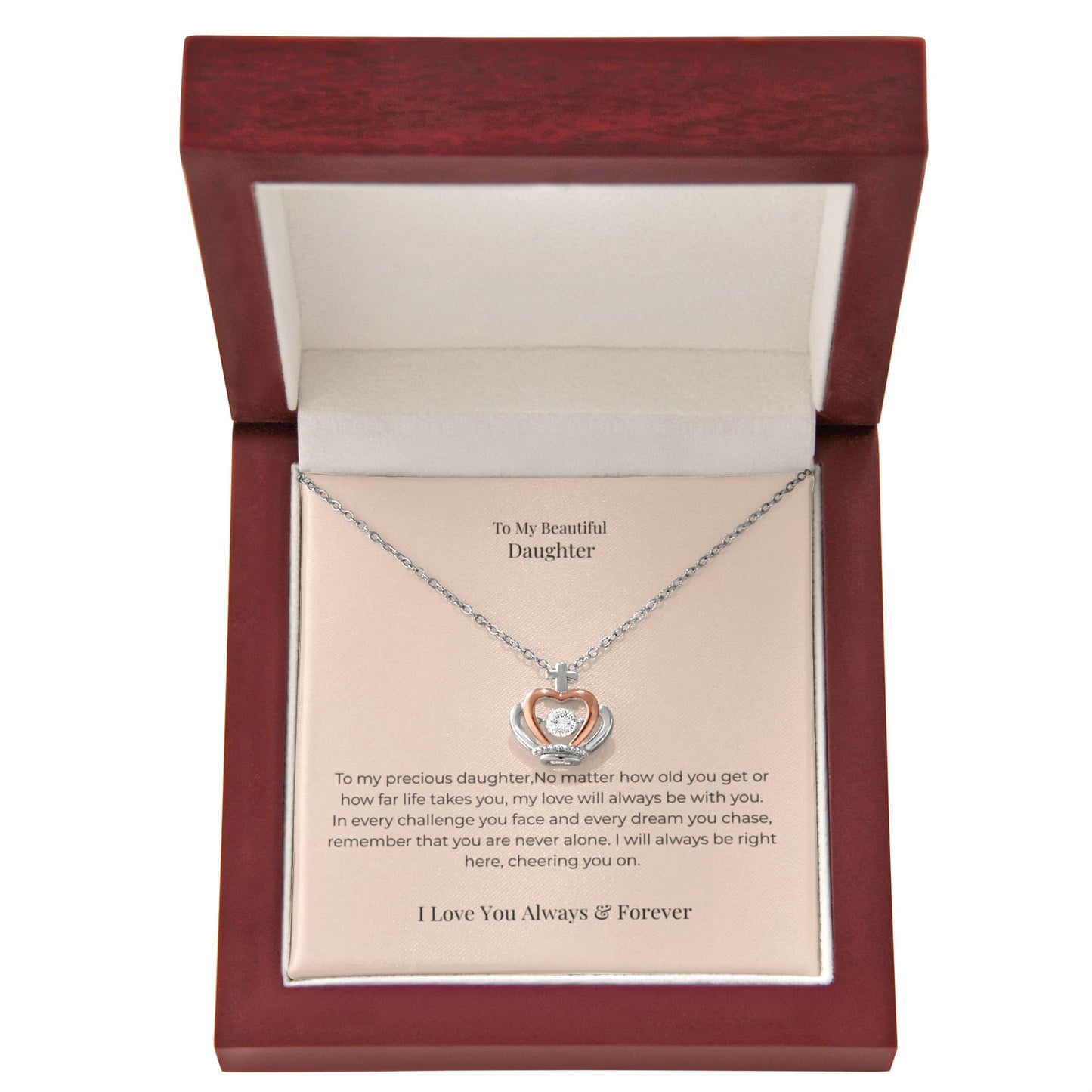 To My Daughter Crown Pendant Necklace – Meaningful Princess Jewelry Gift for Birthday, Graduation & Special Occasions
