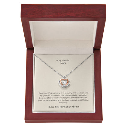 To My Mom Crown Pendant Necklace – A Symbol of Love, Strength & Appreciation Gift for Birthday, Mother's Day & Christmas