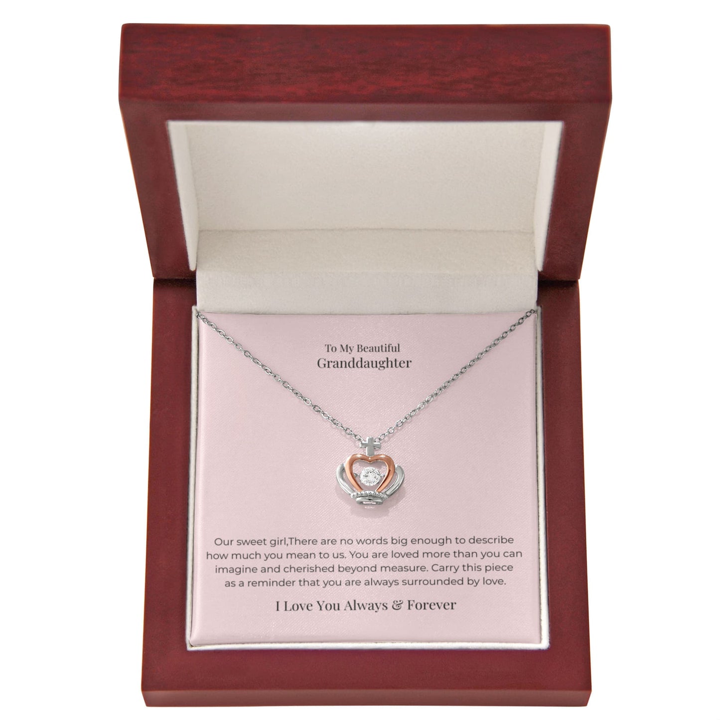 To My Granddaughter Crown Pendant Necklace – Granddaughter Gift for Birthday, Graduation, Christmas & Special Occasions