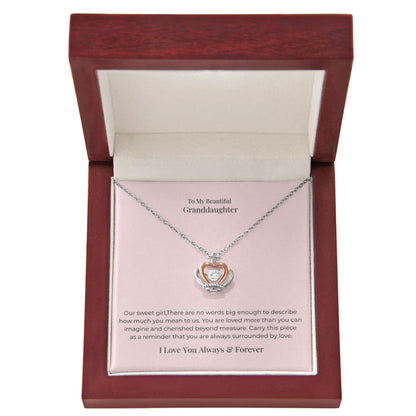 To My Granddaughter Crown Pendant Necklace – Granddaughter Gift for Birthday, Graduation, Christmas & Special Occasions